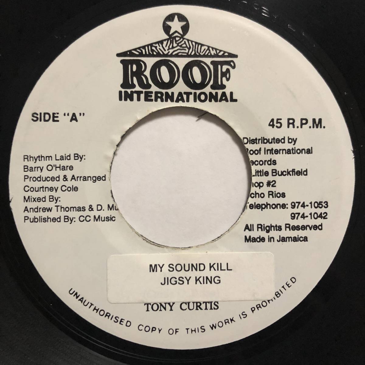 試聴 / JIGSY KING / MY SOUND KILL /Ba Ba Boom Riddim/Roof International/Reggae/Dancehall/90's/big hit !!/7inch拍卖