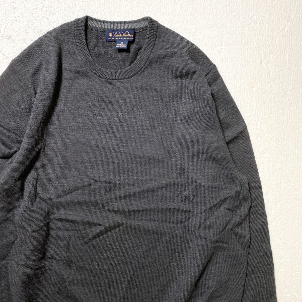 ブルックスブラザーズ メリノウール クルーネック ニットセーター (M) 灰 グレー ストレッチ BROOKS BROTHERS拍卖