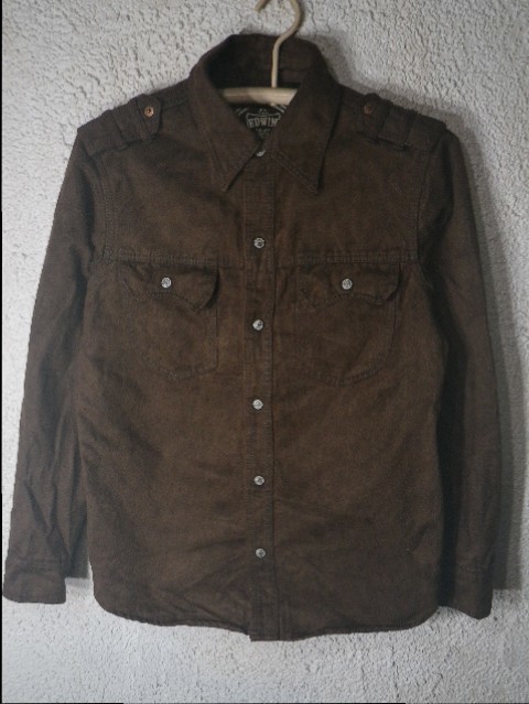 n5051 EDWIN エドウィン スエード風 起毛 長袖 シャツ スナップボタン エポーレット 人気 M拍卖