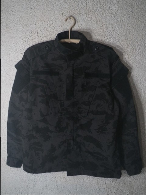 n5146 美品 アメリカ軍 US ARMY 迷彩 カモ ミリタリー ジャケット 黒 グレー リップストップ 多機能 サバゲー BDU 人気拍卖