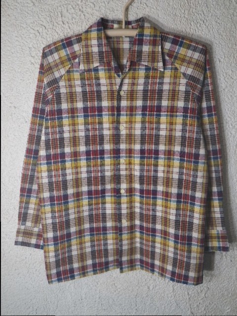 n3583 美品 Mr.KIC kaneta shirt 80s 90s レトロ ビンテージ★Vintage 長袖 チェック シャツ 人気 送料格安拍卖