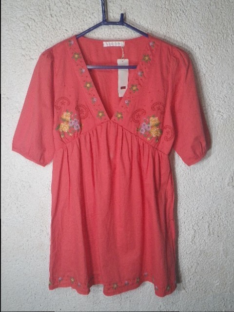 n4030 LOWRYS FARM ローリーズ ファーム タグ付き 刺繍 半袖 5分袖 ワンピース 人気 送料格安拍卖