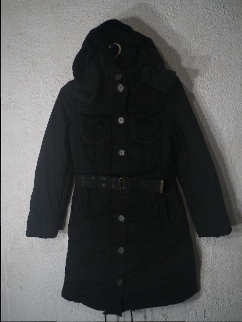 n5235 ZARA BASIC ザラ ベーシック あたたか 中綿 コート ミリタリー風 ロング ジャケット ジップ+ボタン 人気拍卖