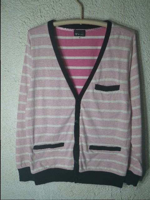 n4931 TK MIXPICE タケオキクチ ボーダー コットン カーディガン 裏地デザイン 人気 送料格安拍卖