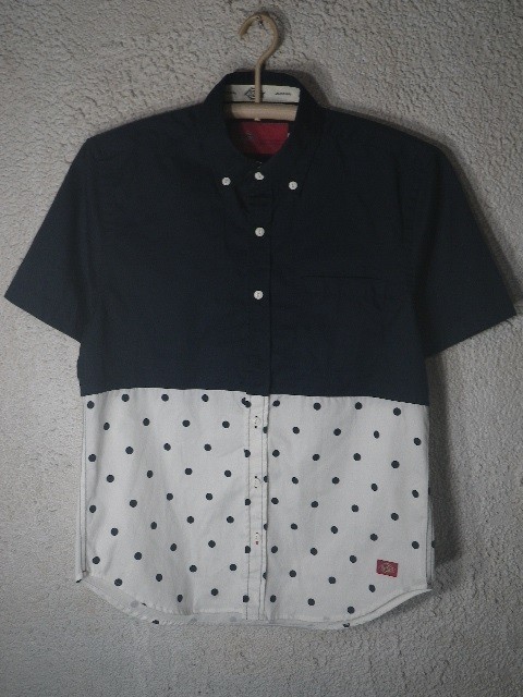 n6666 Dickies ディッキーズ 半袖 切り替え デザイン 水玉 ドット ボタンダウン シャツ 人気 送料格安拍卖