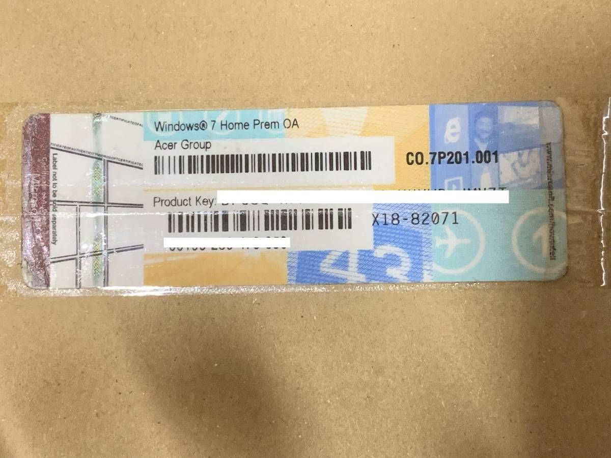 A17474)Acer Group Windows 7 Home Prem OA 正規プロダクトキーシール 1枚 拍卖