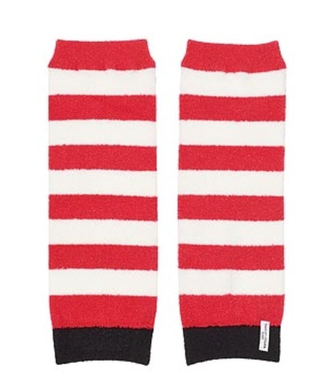 日本製 ツモリチサト ネームタグ付き レッグウォーマー ボーダー ふわもこ 赤 白 黒 あたたか マシュマロ 厚手 拍卖