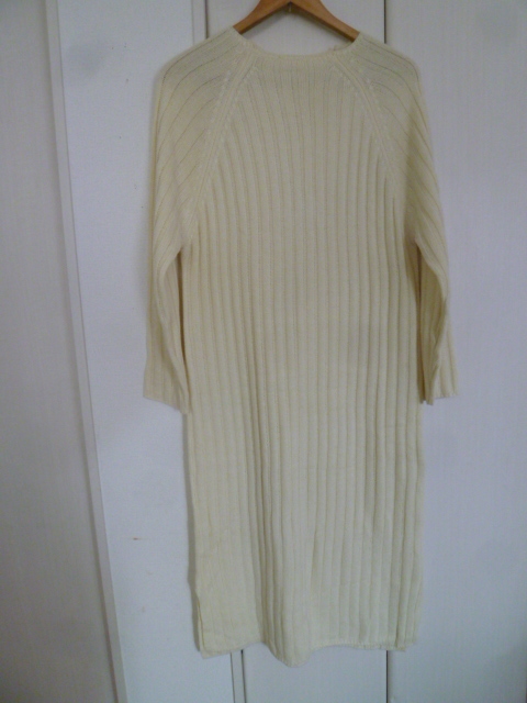 Petit fleur/プチフルール○オフホワイト両サイドスリット入りボトルネックニットセーターロングワンピースF/マキシ丈長袖○116拍卖