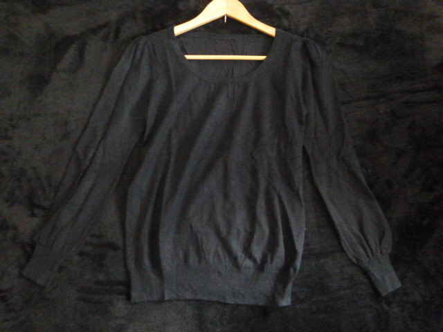 gaminerie/ギャミヌリィ○黒ふんわりバルーン袖ニット2/ブラックジュン長袖トップス○①ST1028拍卖