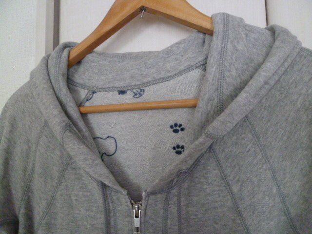 be-C/ヨシダユウ○グレーPEANUTUスヌーピーコラボ裏地総柄デザインパーカー38/ジップアップフード付き○P1029①拍卖