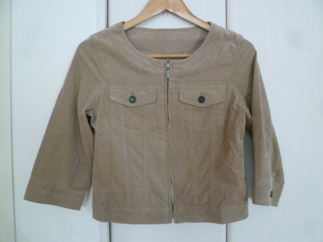 OFUON Basic/オフオン○ベージュコーデュロイノーカラージャケット38/イトキン○①Jk115拍卖