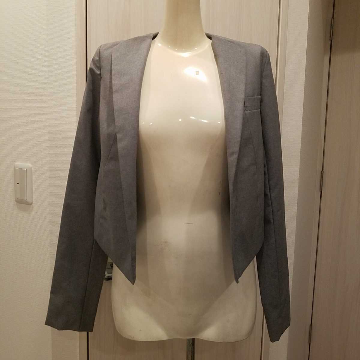 MURUA新品ノーカラーショートジャケットSグレー拍卖