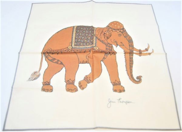 JIM THOMPSON(ジムトンプソン) シルクスカーフ 40.5x40.5cm 象柄 849632L318F03拍卖