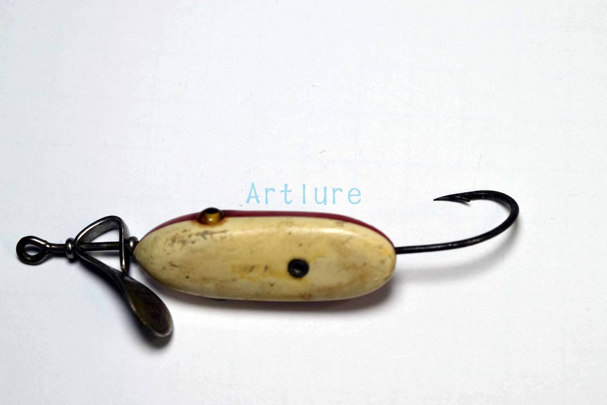 AL FOSS, ORIENTAL WIGGLER #3, VINTAGE METAL LURE,OHAIO USA,GLASS EYE ぱT。1918拍卖