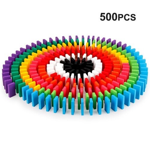 100/300 / 500pcsキッズ木製ドミノブロックレインボージグソードミノゲームおもちゃモンテッソーリ子供向け 500pcs拍卖