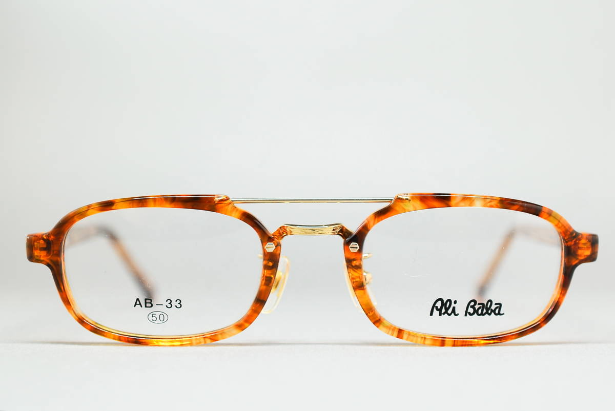 デッドストック Ali Baba by ENA AB-33 Col 3 50-21 ダブルブリッジ メガネ サングラス フレーム 恵那眼鏡 ヴィンテージ拍卖