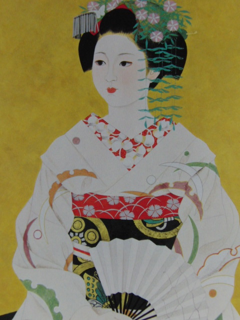 加藤晨明、【舞妓】、希少な額装用画集より、新品額装付、状態良好、送料込み拍卖