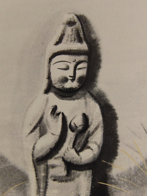 穐月明、【野の佛】、希少な額装用画集より、新品額装付、状態良好、送料込み拍卖