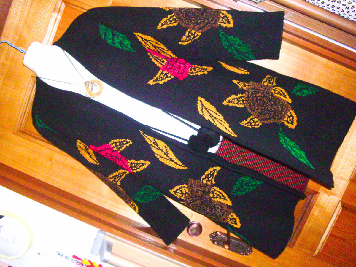 1点もの★13万★仏製★後ろもバラ編込み豪華★ニット エレガント コート★ゆったり~ 42 M~L拍卖