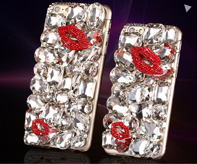 iPhone 12 Pro Maxケース Apple 6.7インチ 背面カバー 大きいストーン 情熱な唇 豪華 レディース アクセサリー ゴージャス おしゃれ拍卖