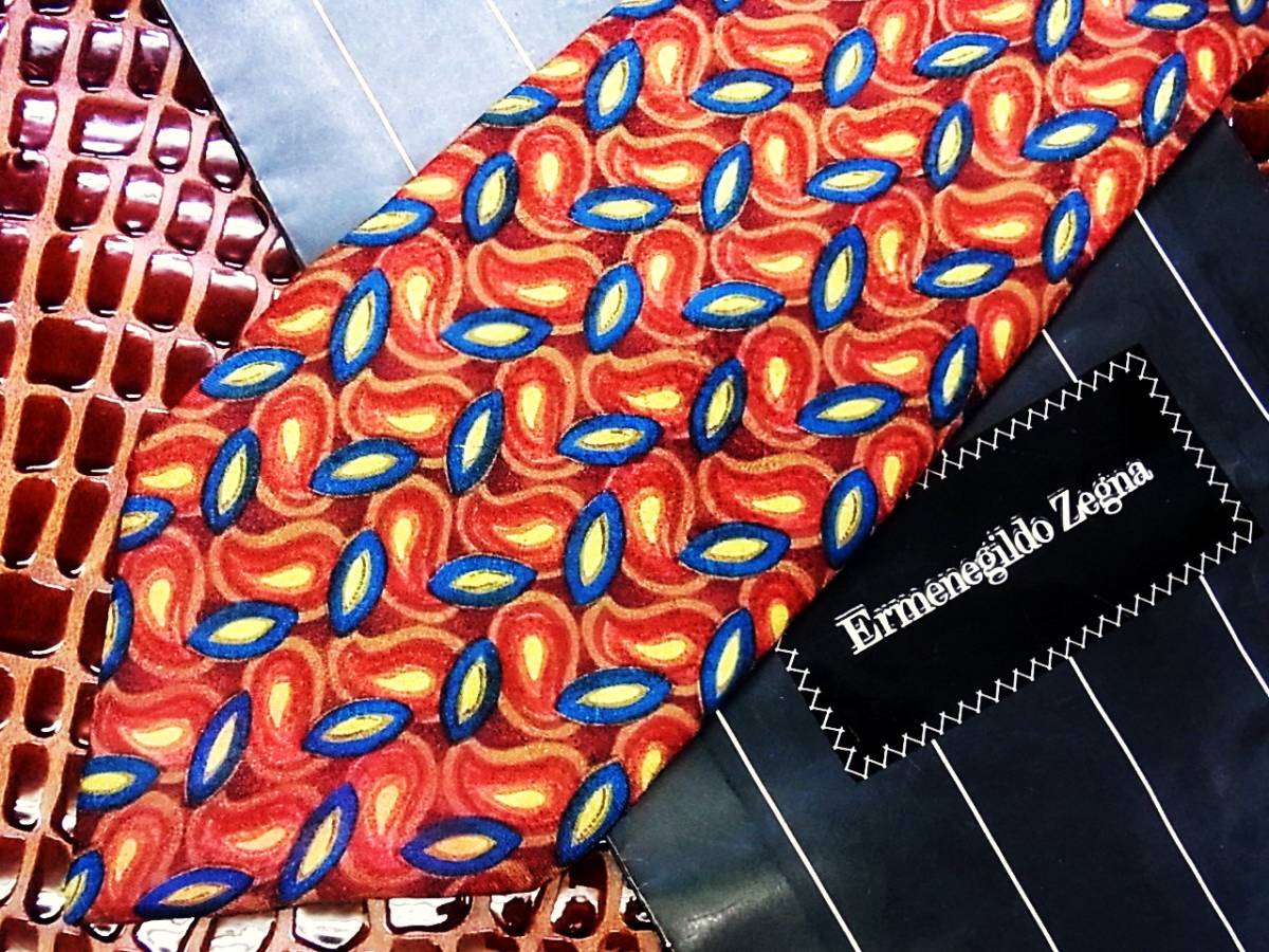 ○E182N●USED並●【Zegna】ゼニア【ペイズリー】ネクタイ拍卖