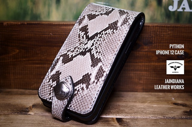 ハンドメイド/パイソン iPhone 12ケース 蛇革アイフォンケース拍卖