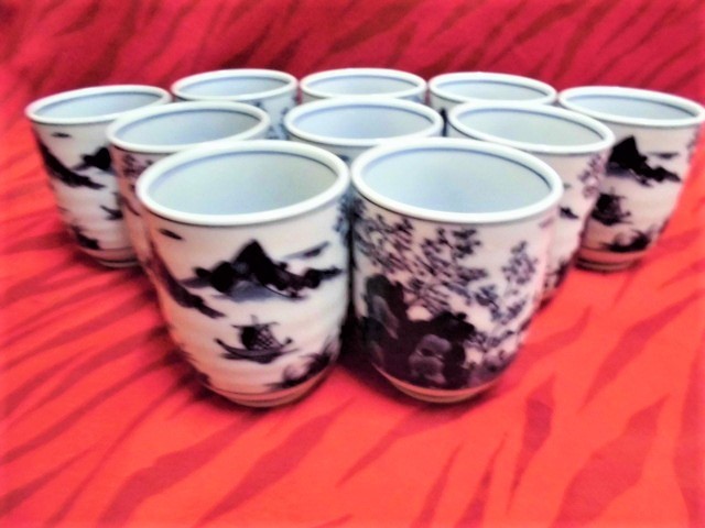 中古良品 食器 和食 居酒屋 コップ 湯呑10個セット 店舗用品 厨房小物●s321拍卖