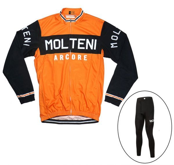 新品 長袖 レトロデザイン 上下セット No4 XXLサイズ イタリア サイクルジャージ ウェア メンズ サイクリング MTB ロードバイク 自転車拍卖