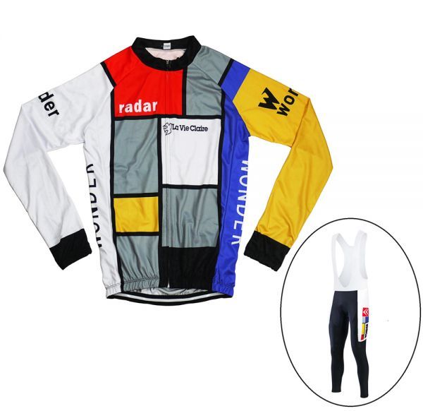 新品 長袖 レトロデザイン 上下セット No7 Mサイズ フランス サイクルジャージ ウェア メンズ サイクリング MTB ロードバイク 自転車拍卖