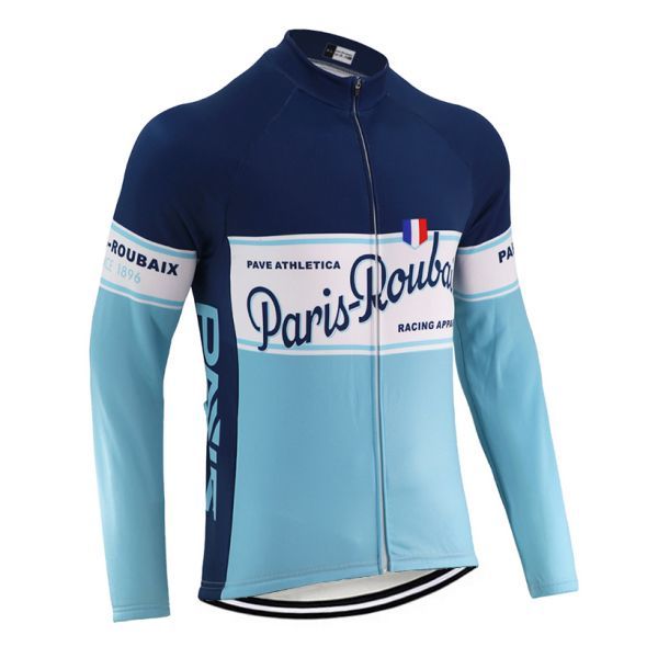 新品 長袖 サイクルジャージ レトロデザイン No34 M フランス フロントジップ ウェア メンズ サイクリング スポーツ ロードバイク MTB拍卖