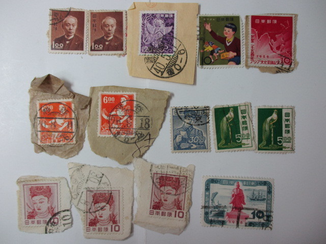 k-135 第一次動植物国宝切手 産業図案切手 使用済み切手 合計14枚 拍卖