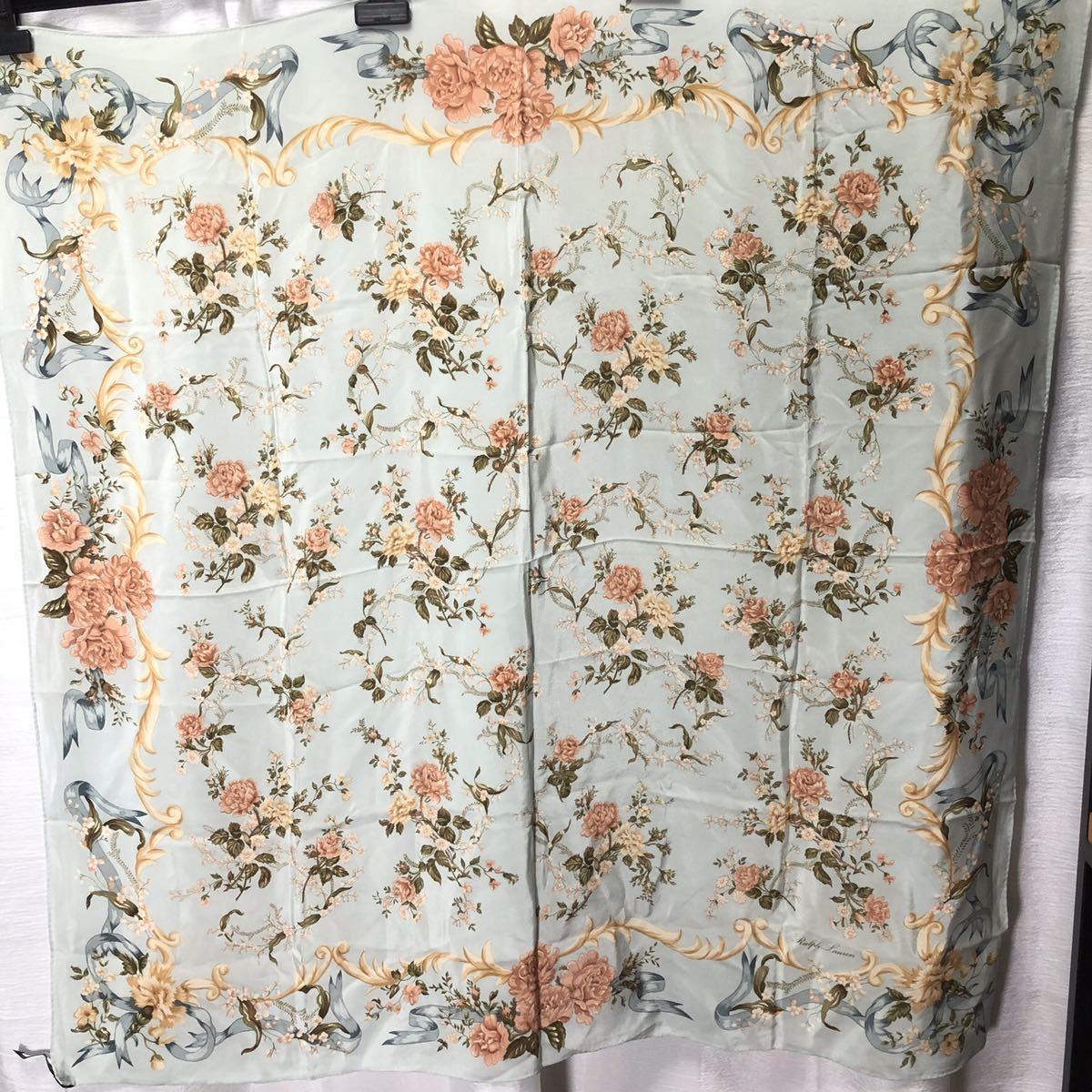RL ラルフローレン 花柄 シルクスカーフ拍卖