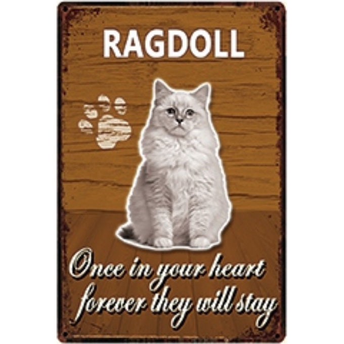 A2751 メタル サイン ブリキ 看板 金属 製 プレート アート パネル 店舗 カフェ 動物 ペット 猫 警告 注意 ラグドール 4425拍卖