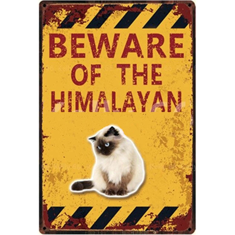 A2744 メタル サイン ブリキ 看板 金属製 プレート パネル 店舗 カフェ 動物 ペット 猫 警告 注意 ヒマラヤン 【4531】拍卖