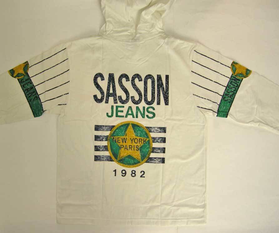 【80%OFF:未使用品】 ベベ SASSON サスーン フードつき長袖Tシャツ シロ JEANS 160cm ☆ 日本製拍卖