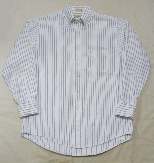 【L.L.BEAN/ボタンダウンシャツ】L.L.ビーン ストライプシャツ 80年代 90年代 米国製 アメリカ ヴィンテージ 古着拍卖