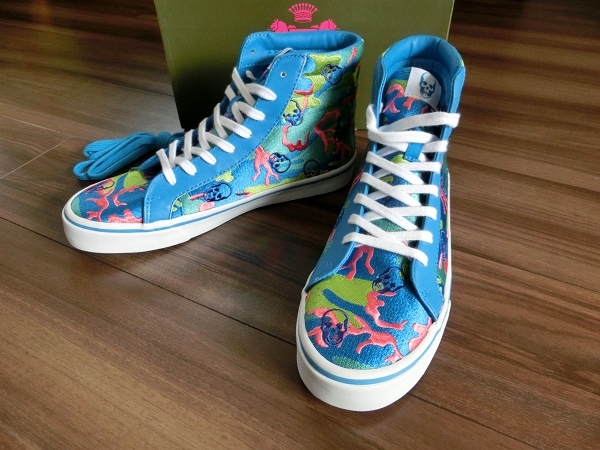 lucien pellat-finet ルシアンペラフィネ ハイカットスニーカー ユニセックス サイズ9 青 定価4.6万 刺繍/スカル/ドクロ/カラフル/カモフラ拍卖