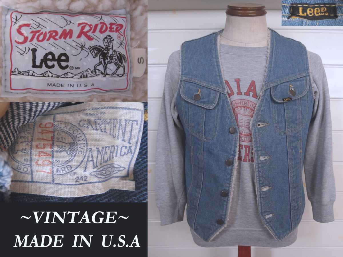 ビンテージ Lee ストームライダー USAアメリカ Storm Rider ボア DENIMベスト VINTAGE ユニオンチケット付 マッコイズ RRL ガーメンツmodel拍卖