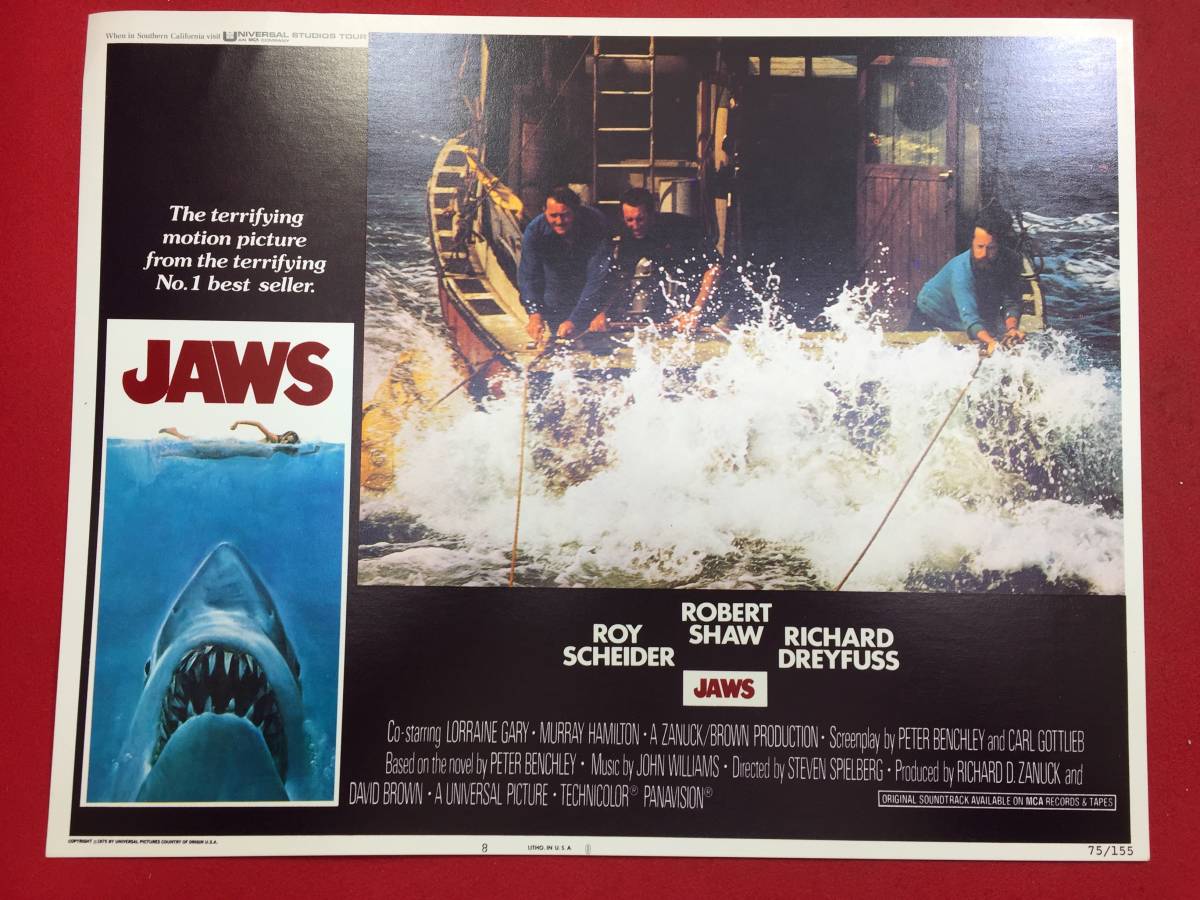 93360『JAWSジョーズ』USロビーカード スティーヴン・スピルバーグ ロイ・シャイダー ロバート・ショウ リチャードドレイファス拍卖