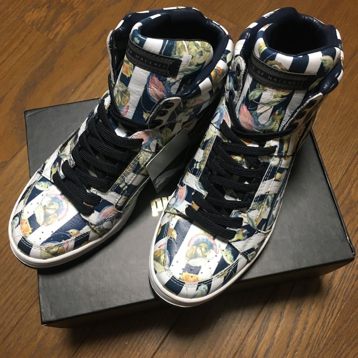 新品 PUMA BLACK LABEL プーマ × ハウスオブハックニー レザー ハイカット スニーカー 25 スリップストリーム 本革 ストライプ アニマル拍卖