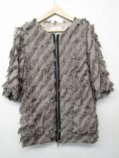 k4269:MIHOKO SAITOミホコ サイトウ五分袖デザイン薄手ジャケット36ノーカラージャケット茶フォーマル/レディース/日本製:5拍卖