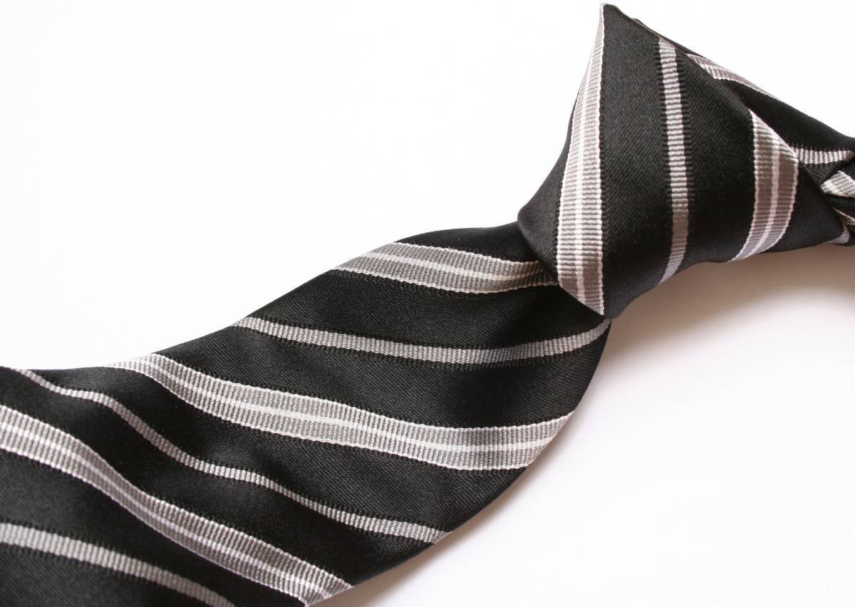 *モスキーノ*お洒落な黒のレジメンタル柄ネクタイ イタリア製【AG】国内発送 新品Moschino拍卖