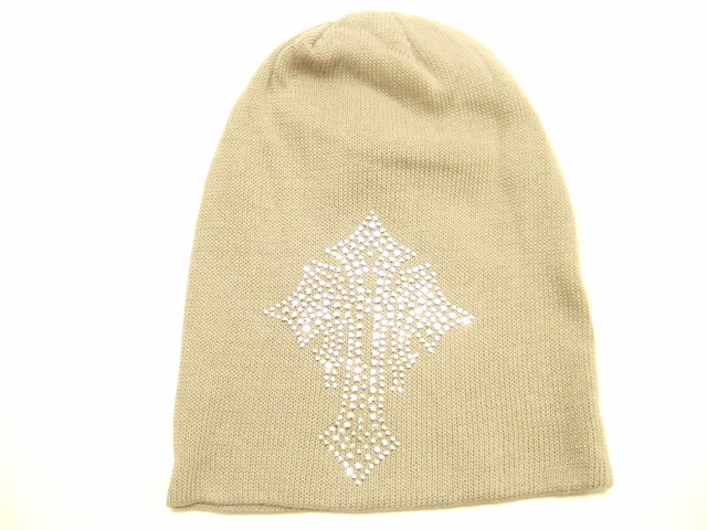 横浜最新コレクション ラメ♪クロスニット帽ベージュ 送料220円 ξnitξξ16s拍卖