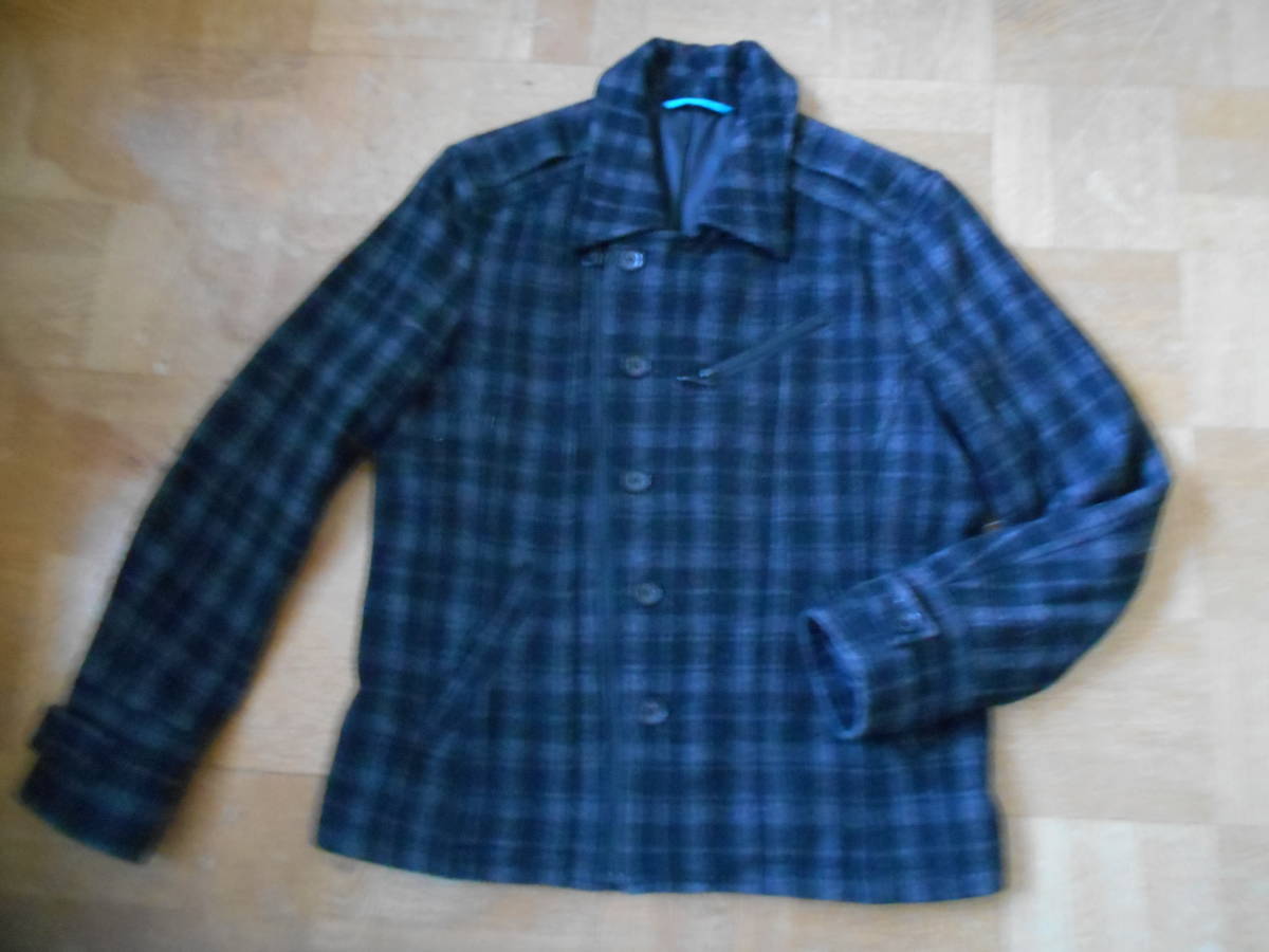 ★MALE&Co.byTaka-Q no.7112010 ウールフランネルチェック デザインジャケット★黒濃灰sizeM★拍卖