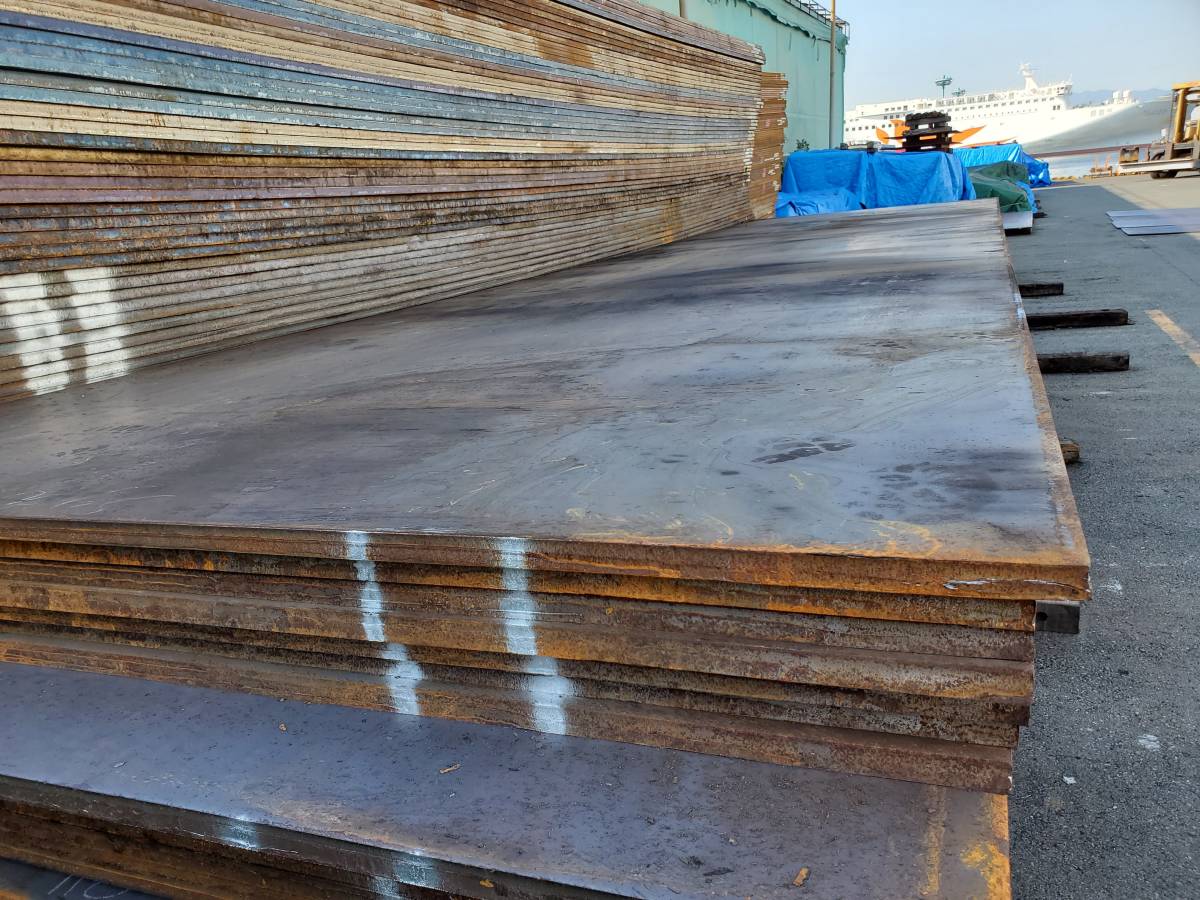 【宮城発】新品 敷鉄板 未使用 5×20×厚さ22㎜ 現場 敷き鉄板 寸法 1,524×6,096×厚さ22㎜ 重量1,604㎏ 鉄板 ヤード 解体 土木 建設 土場拍卖