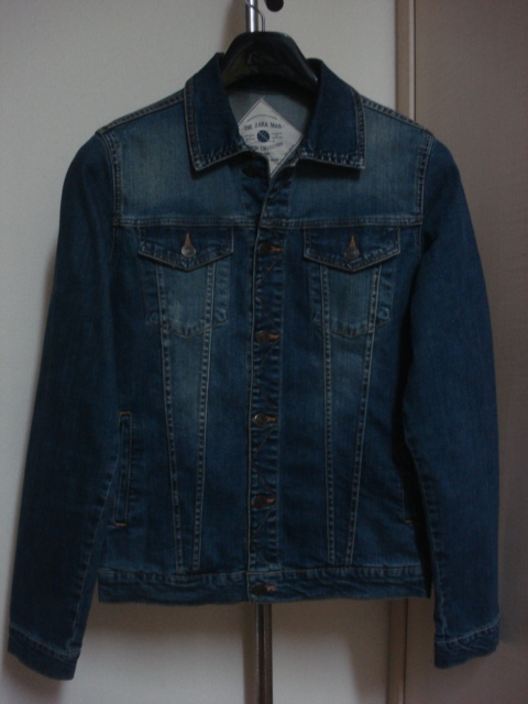 格安かっこいい・ZARA MAN DENIM COLLECTION(ザラ)・インディゴデニム系ダメージ加工地・高級ジージャン系デザインブルゾン M拍卖