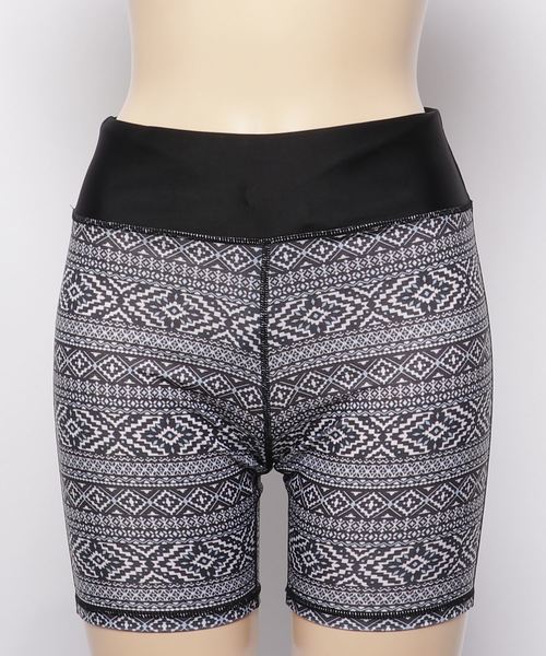 2020 エスニックボーダーショートレギンススパッツ 水陸両用 黒 Sサイズ拍卖
