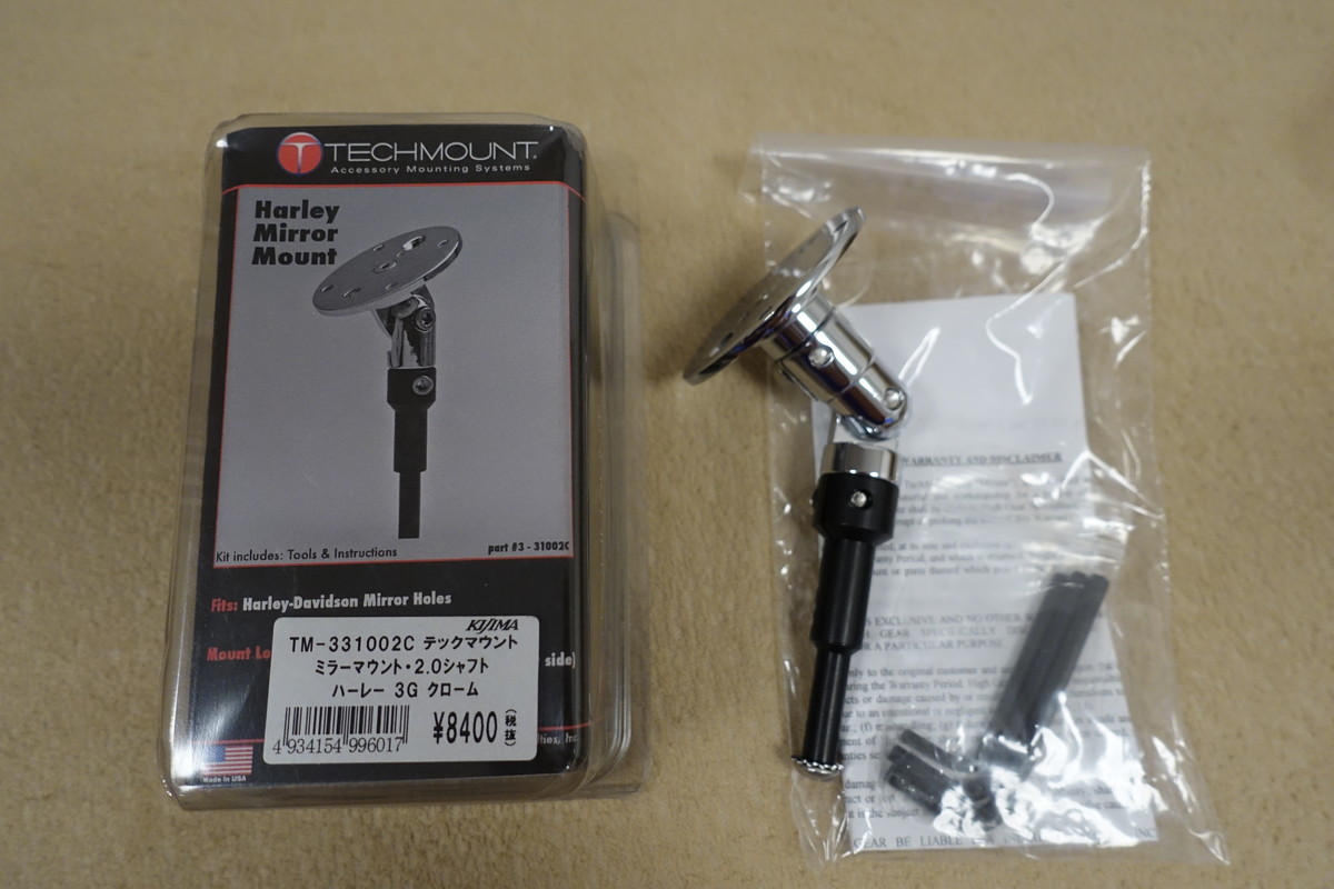 半額★キジマ テックマウント ハーレーミラーマウント 3G 2.0シャフト クローム 定価9,240円 TM-331002C Kijima拍卖