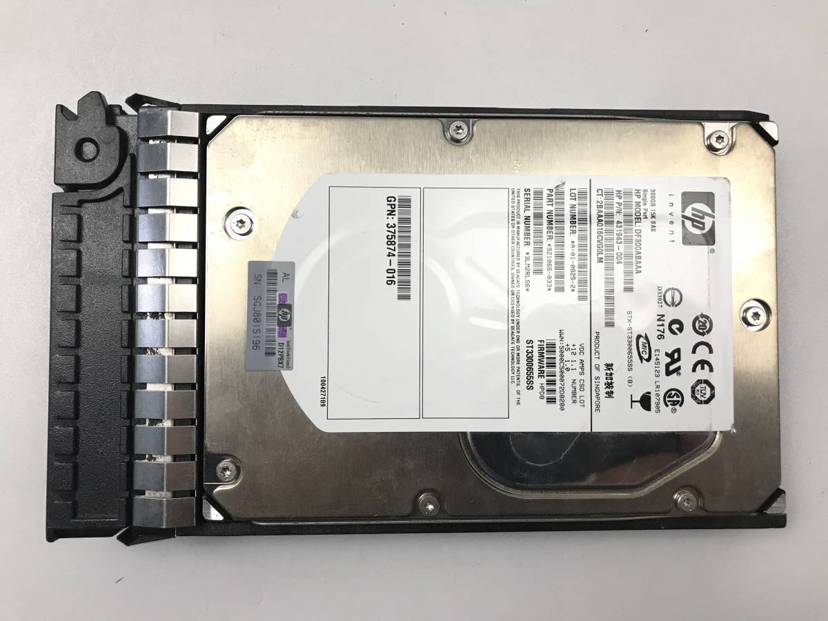 【中古パーツ】 HP DF3300ABAAA 1 3.5インチ 432146-001 SAS ハードディスク マウンタ付き 300GB HDD 正常/健康品 ■SAS-142拍卖