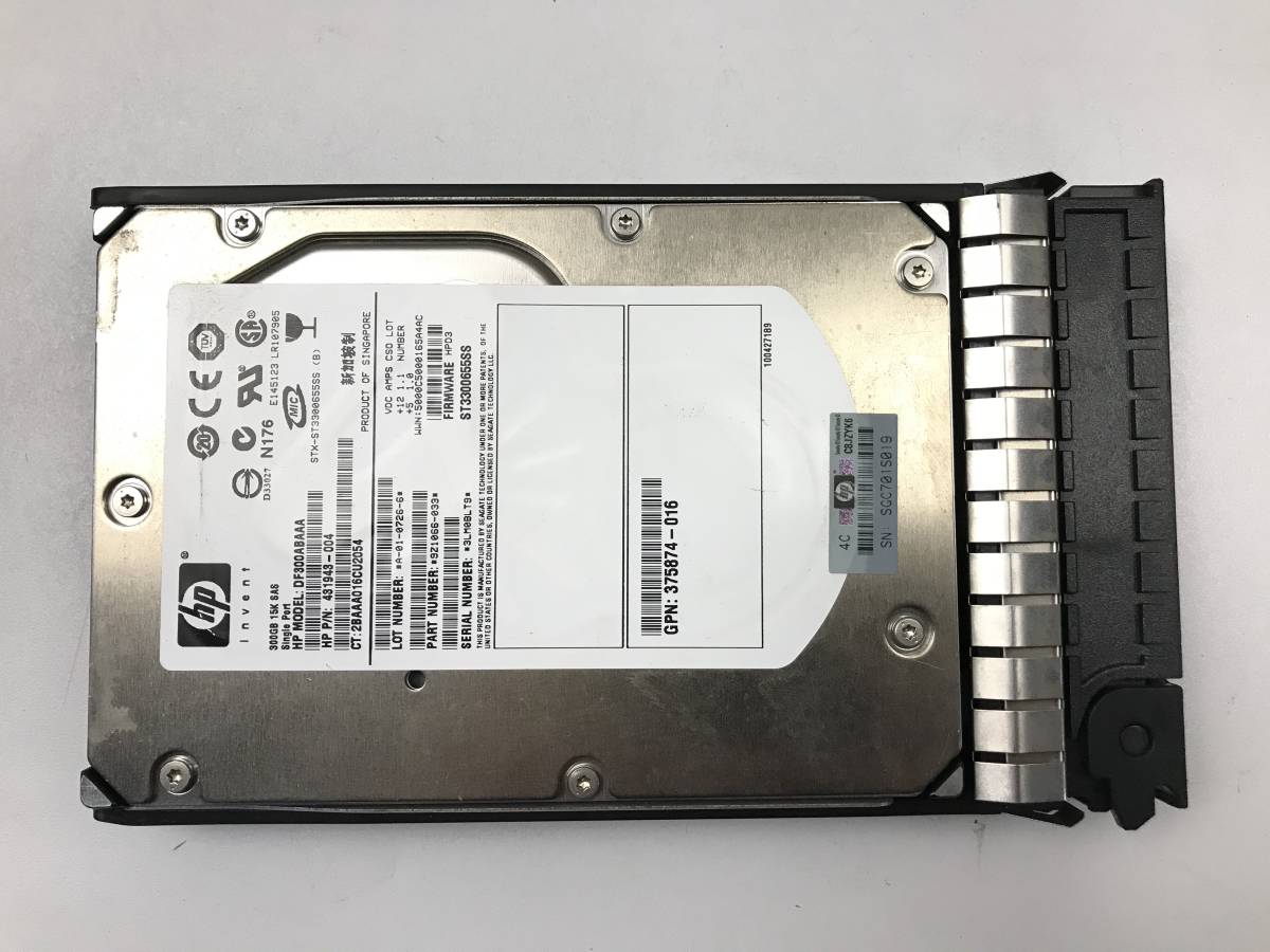 【中古パーツ】 HP DF300ABAAA 3.5インチ 432146-001 SAS ハードディスク マウンタ付き 300GB HDD 正常/健康品 ■SAS-150拍卖